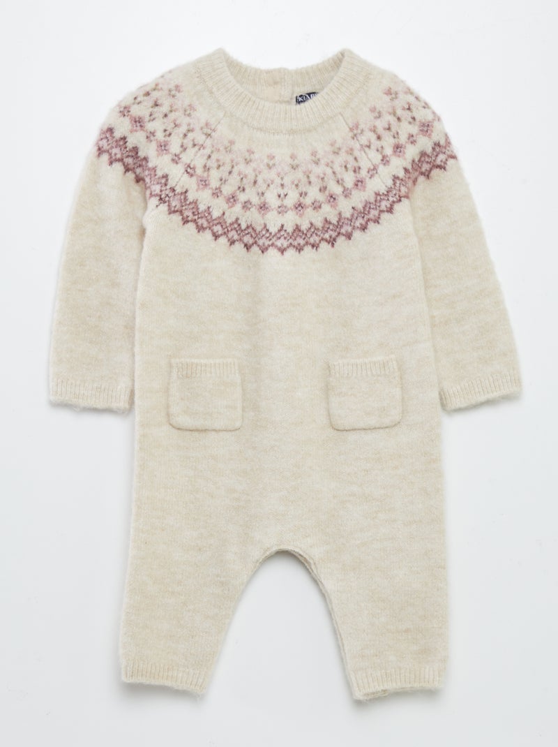 Combinaison longue en tricot jacquard Beige - Kiabi