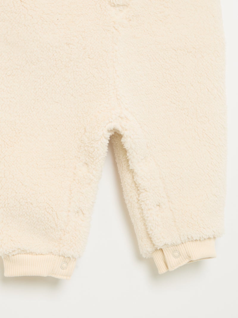 Combinaison longue sans manches en matière moutonnée Blanc - Kiabi