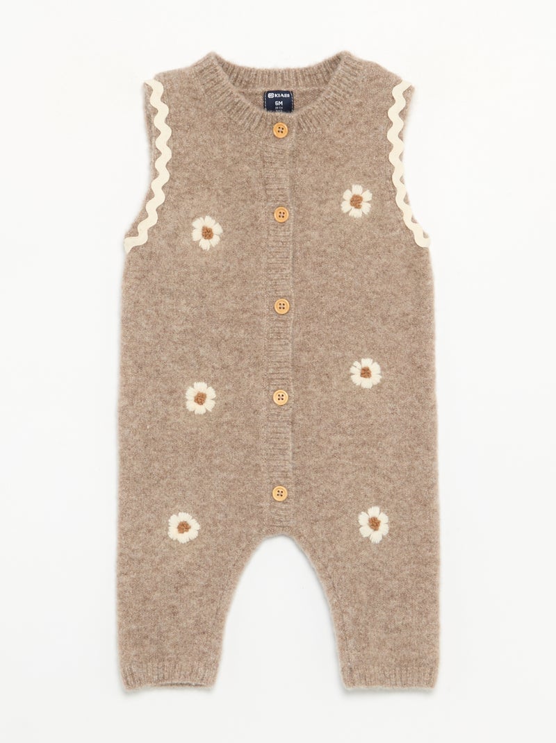 Combinaison longue sans manches en tricot Beige - Kiabi