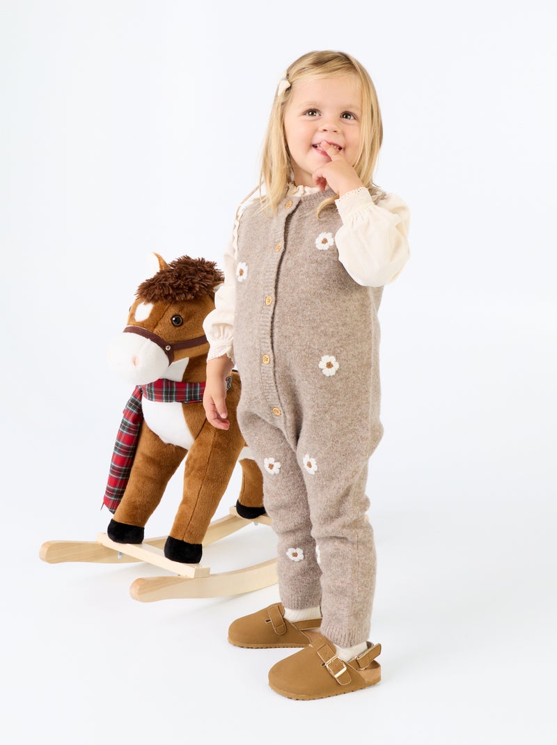 Combinaison longue sans manches en tricot Beige - Kiabi