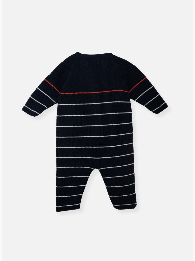 Combinaison marinière bébé 50% coton bio 50% polyester recyclé Bleu Rouge - Kiabi