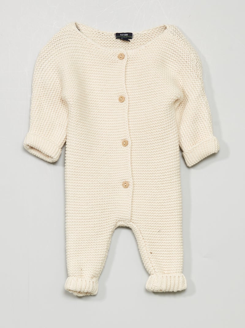 Combinaison mixte en maille tricot Blanc - Kiabi