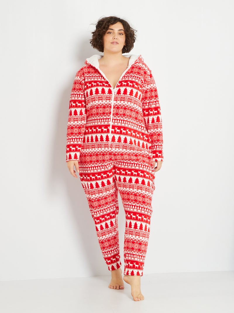 Combinaison 'Noël' en polaire rouge - Kiabi