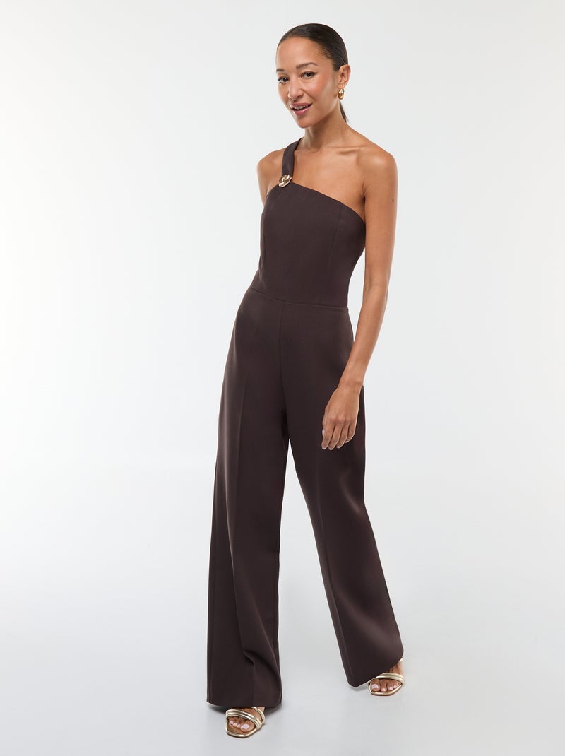 Combinaison pantalon à bretelle asymétrique avec détails Marron - Kiabi