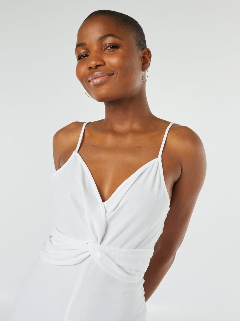 Combinaison pantalon avec fines bretelles réglables et drapée à l'avant Blanc - Kiabi
