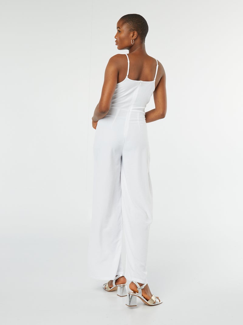 Combinaison pantalon avec fines bretelles réglables et drapée à l'avant Blanc - Kiabi