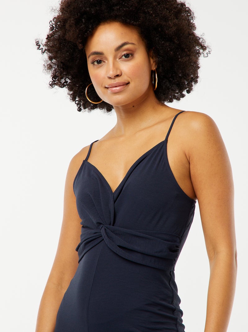 Combinaison pantalon avec fines bretelles réglables et drapée à l'avant Bleu - Kiabi