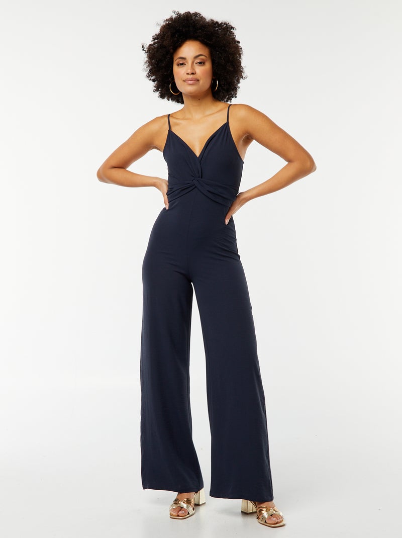 Combinaison pantalon avec fines bretelles réglables et drapée à l'avant Bleu - Kiabi