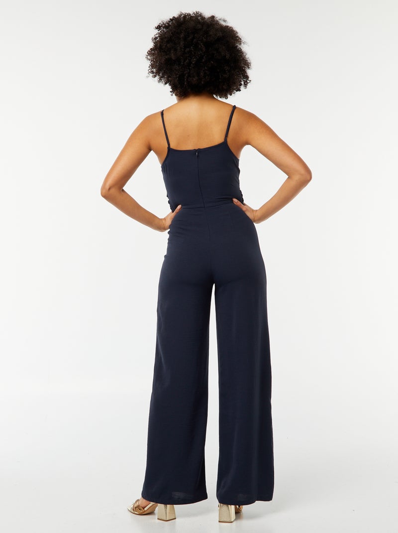 Combinaison pantalon avec fines bretelles réglables et drapée à l'avant Bleu - Kiabi