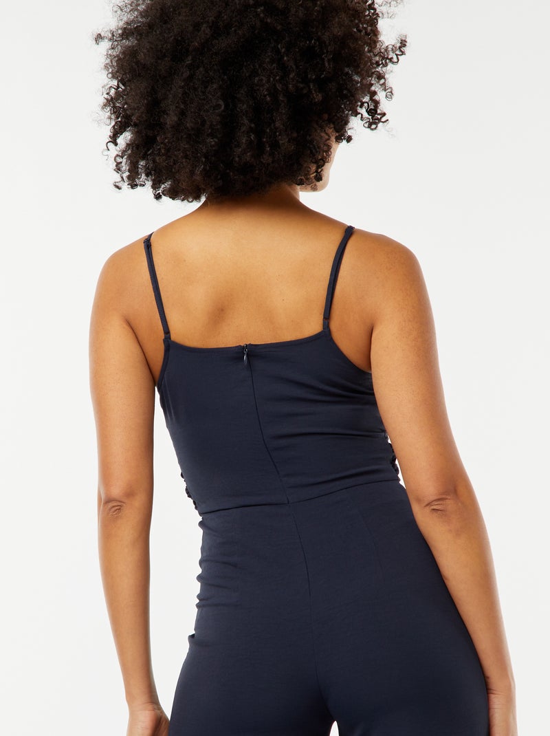 Combinaison pantalon avec fines bretelles réglables et drapée à l'avant Bleu - Kiabi