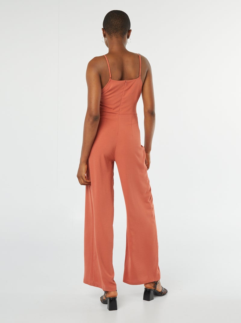 Combinaison pantalon avec fines bretelles réglables et drapée à l'avant Brique - Kiabi