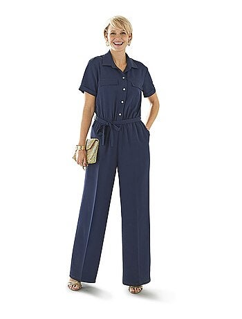 Combinaison-pantalon boutonnée taille élastiquée