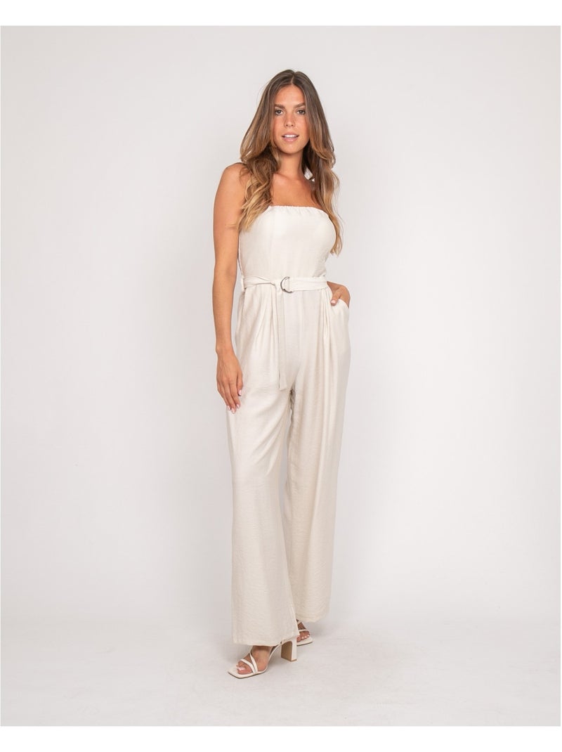 Combinaison pantalon bustier EVILIA Beige - Kiabi