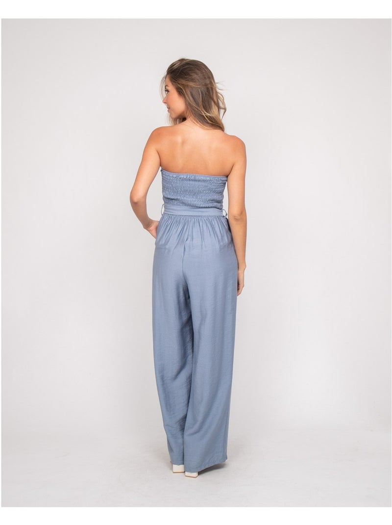 Combinaison pantalon bustier EVILIA Bleu - Kiabi