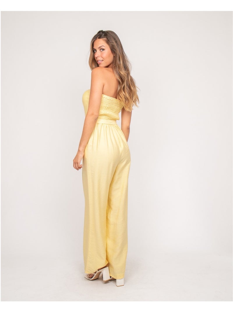 Combinaison pantalon bustier EVILIA Jaune - Kiabi