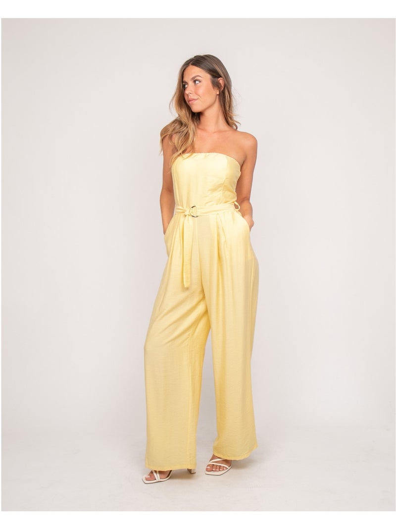 Combinaison pantalon bustier EVILIA Jaune - Kiabi