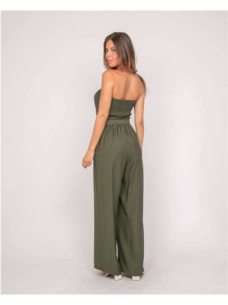 Combinaison pantalon bustier EVILIA Kaki - Kiabi