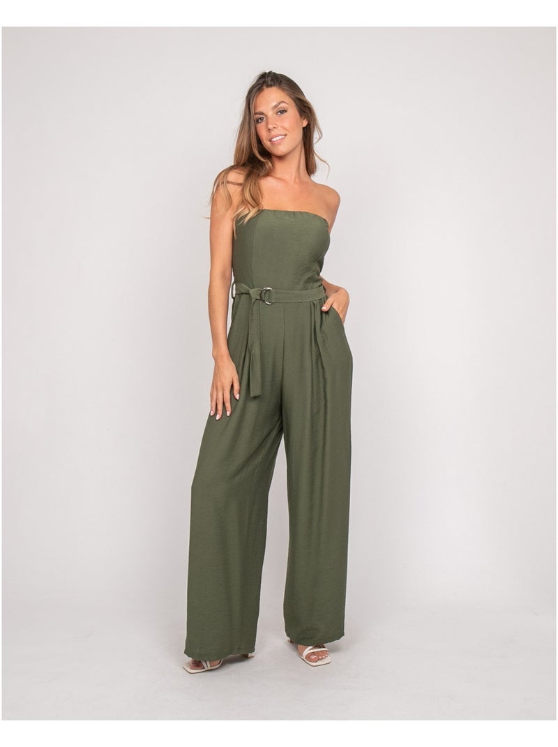 Combinaison pantalon bustier EVILIA Kaki - Kiabi