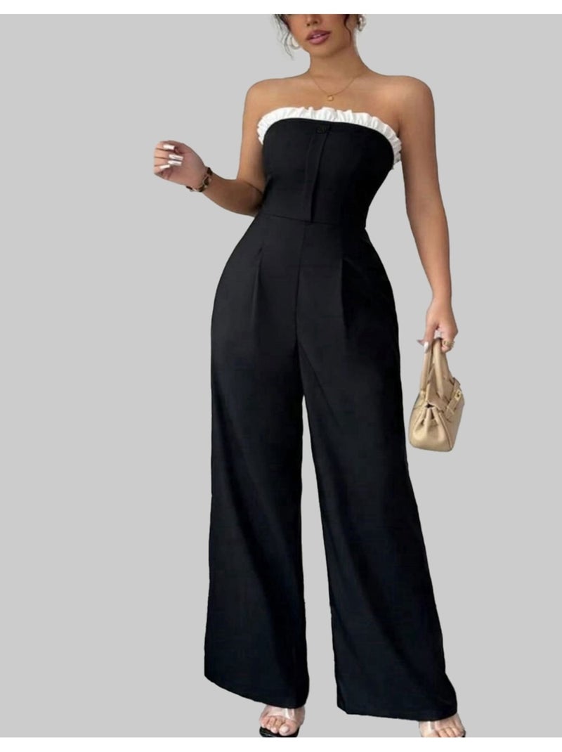 Combinaison Pantalon Bustier Kebello Noir Noir - Kiabi