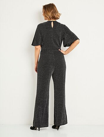 Combinaison pantalon cache-coeur brillante