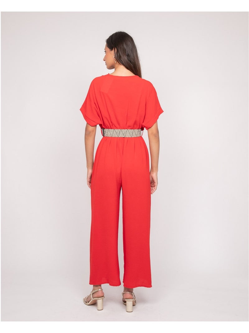 Combinaison pantalon cache cœur EVALA Rouge - Kiabi