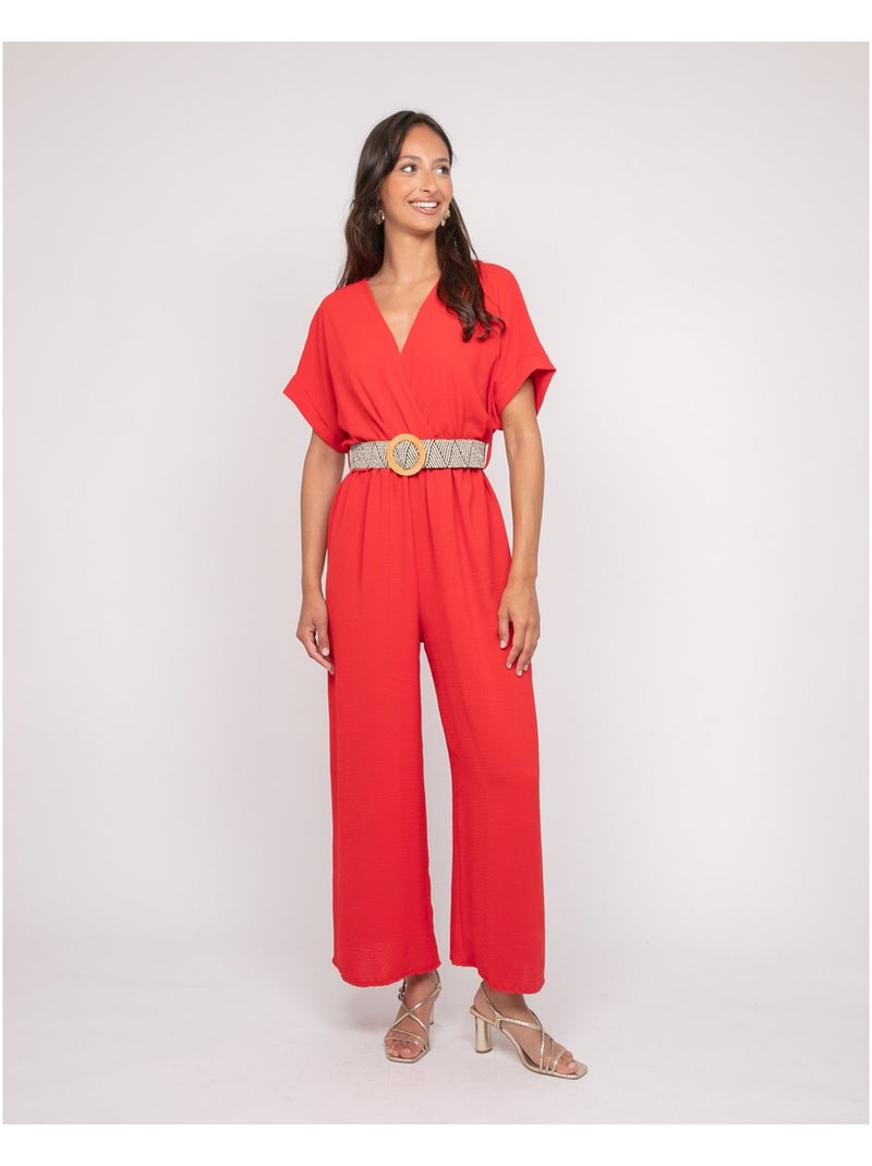 Combinaison pantalon cache cœur EVALA Rouge - Kiabi