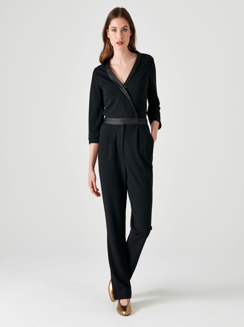 Combinaison pantalon détails satinés - Damart Noir - Kiabi