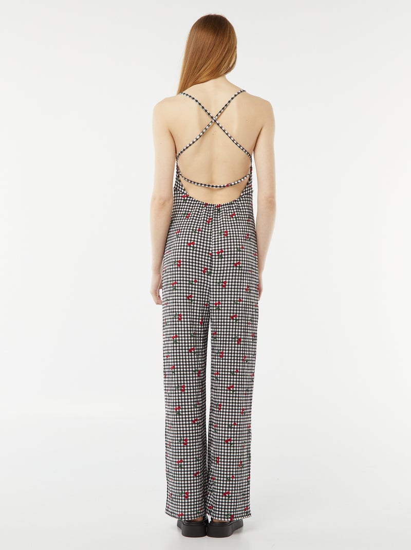 Combinaison pantalon en maille gaufrée Noir - Kiabi