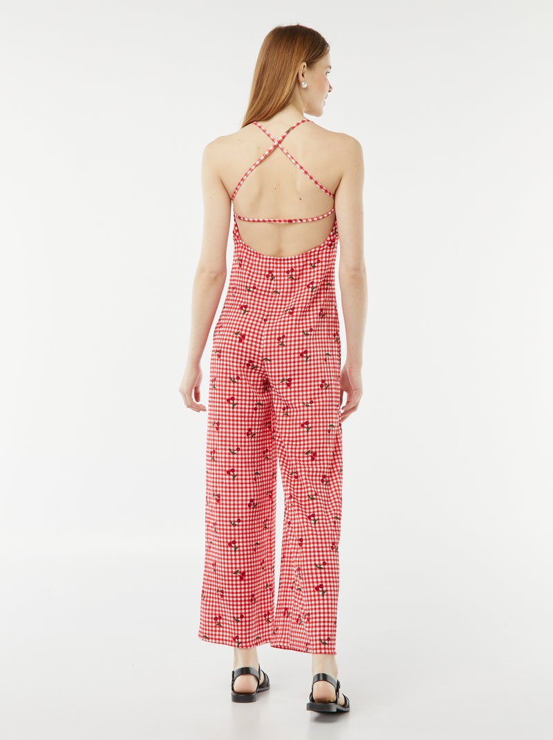 Combinaison pantalon en maille gaufrée Rouge - Kiabi