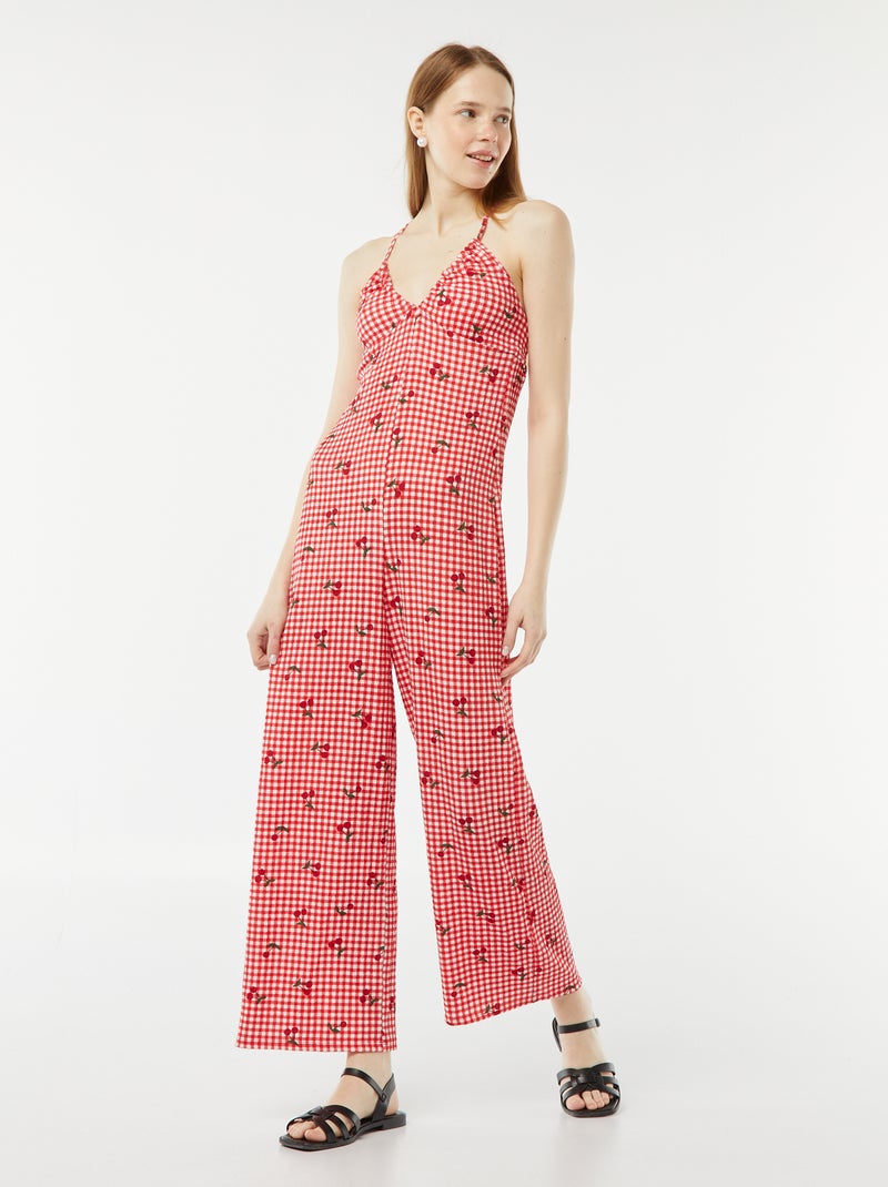 Combinaison pantalon en maille gaufrée Rouge - Kiabi