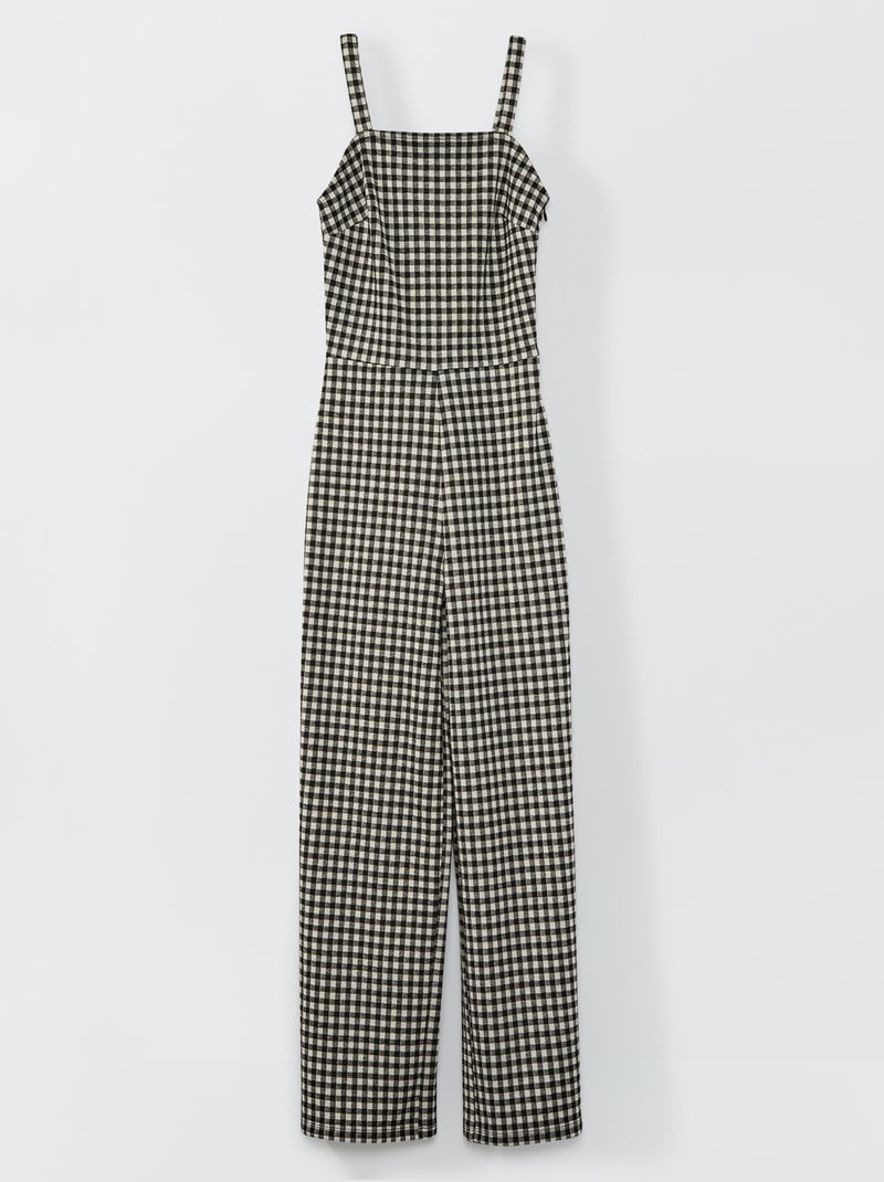 Combinaison pantalon en maille milano Noir 'vichy' - Kiabi
