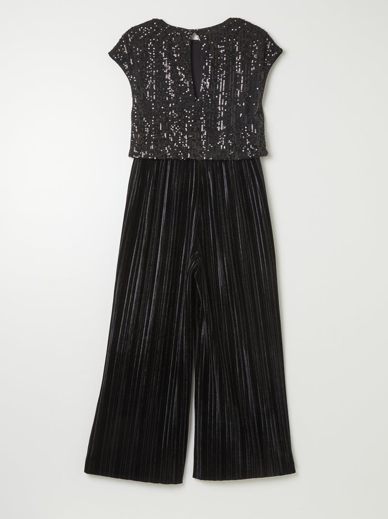 Combinaison pantalon en velours plissé noir - Kiabi
