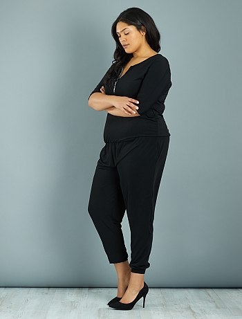 Combinaison pantalon encolure zippée à strass - Kiabi