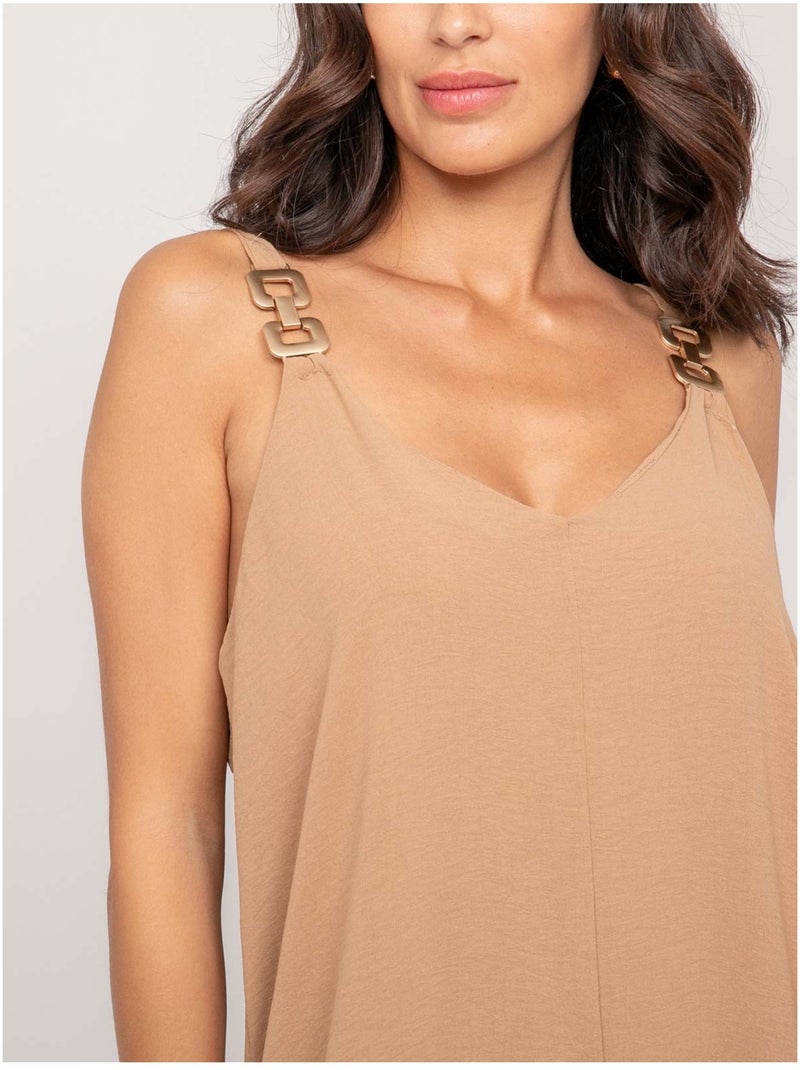 Combinaison pantalon fluide ECHINE Beige - Kiabi