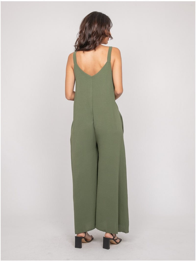 Combinaison pantalon fluide ECHINE Kaki - Kiabi