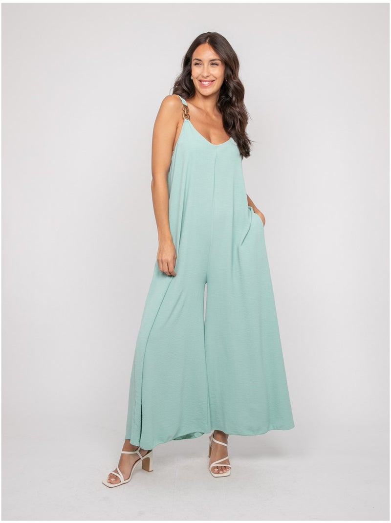 Combinaison pantalon fluide ECHINE Vert d'eau - Kiabi