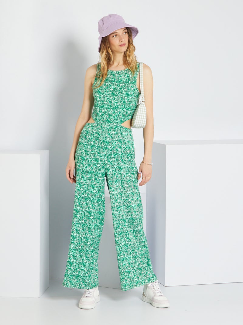 Combinaison pantalon imprimé 'fleurs' vert - Kiabi