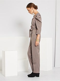 Combinaison pantalon imprimé pied de poule - Kiabi