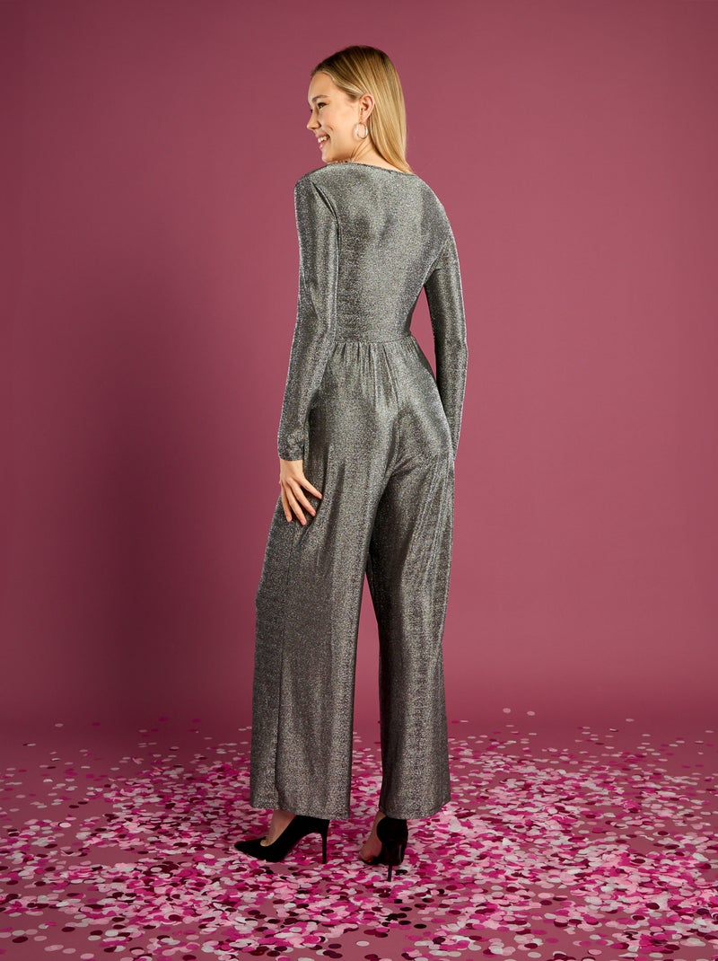 Combinaison pantalon large maille bisou Gris - Kiabi