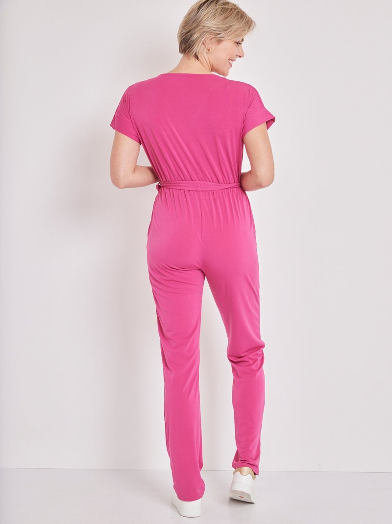 Combinaison pantalon maille extensible - Afibel Rose - Kiabi