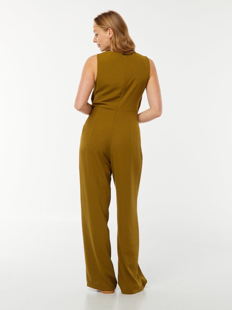Combinaison pantalon sans manches avec ouverture fantaisie à l'avant VERT - Kiabi