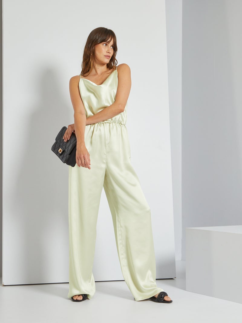 Combinaison pantalon satinée Beige - Kiabi