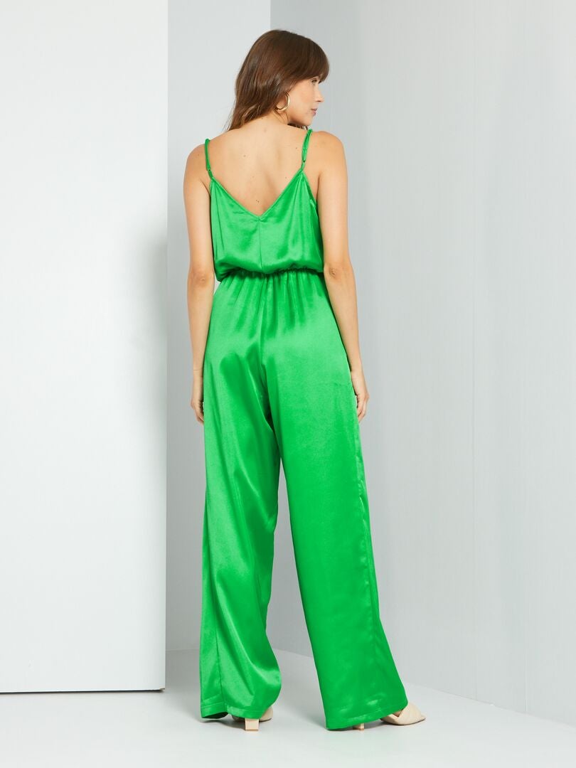 Combinaison pantalon satinée Vert - Kiabi