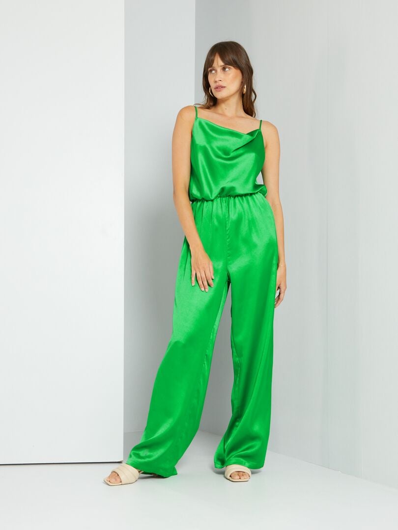 Combinaison pantalon satinée Vert - Kiabi