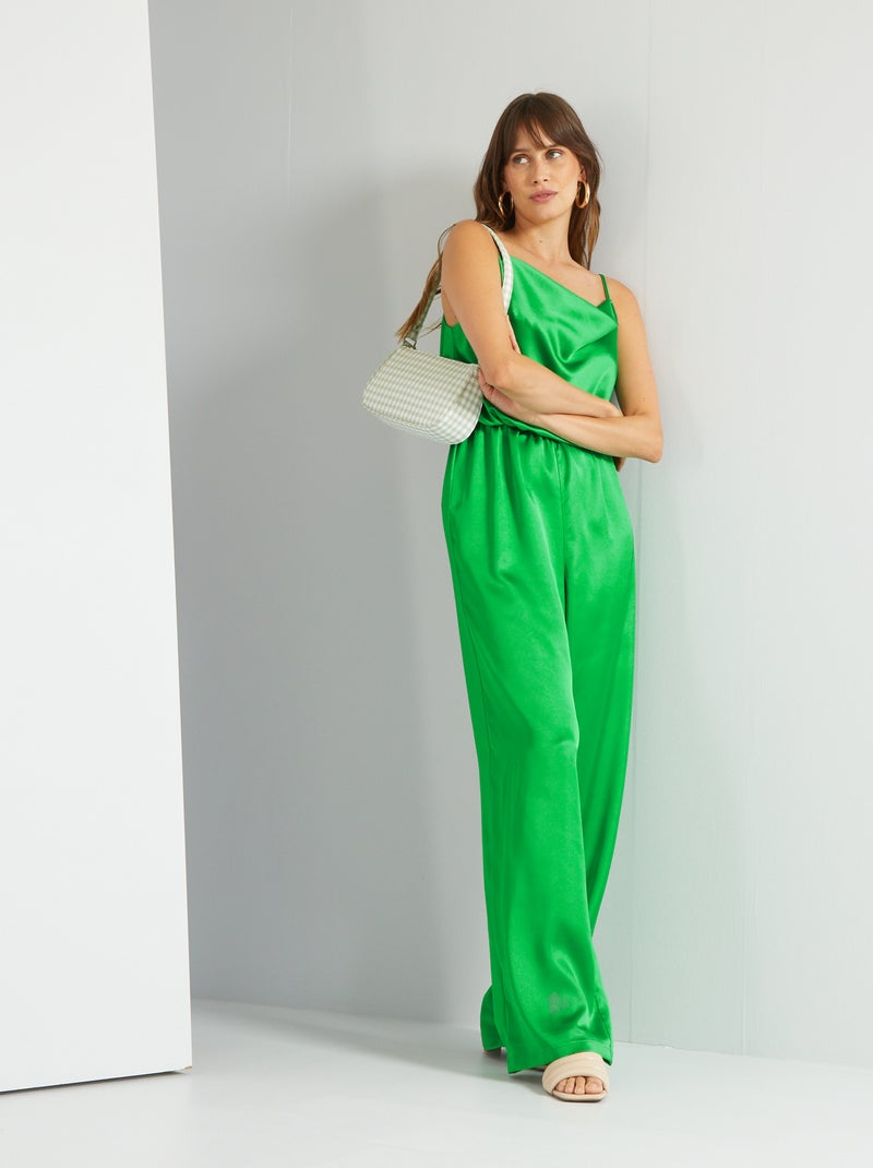 Combinaison pantalon satinée Vert - Kiabi