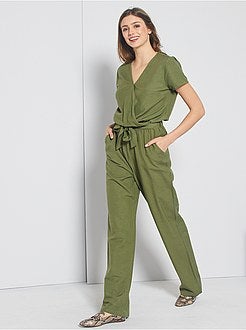 Combinaison pantalon viscose et lin - Kiabi