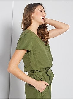 Combinaison pantalon viscose et lin - Kiabi