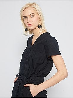 Combinaison pantalon viscose et lin - Kiabi