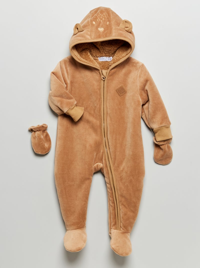 Combinaison pilote en velours beige - Kiabi