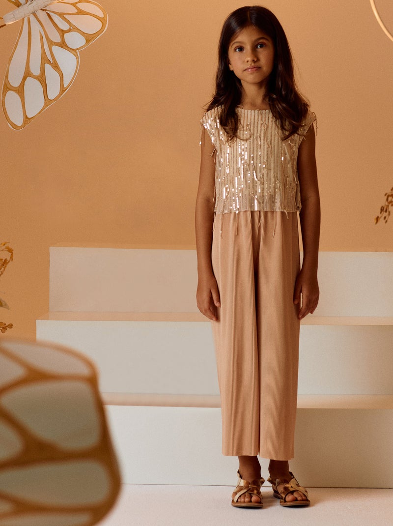 Combinaison Plissé avec Paillettes Beige foncé - Kiabi